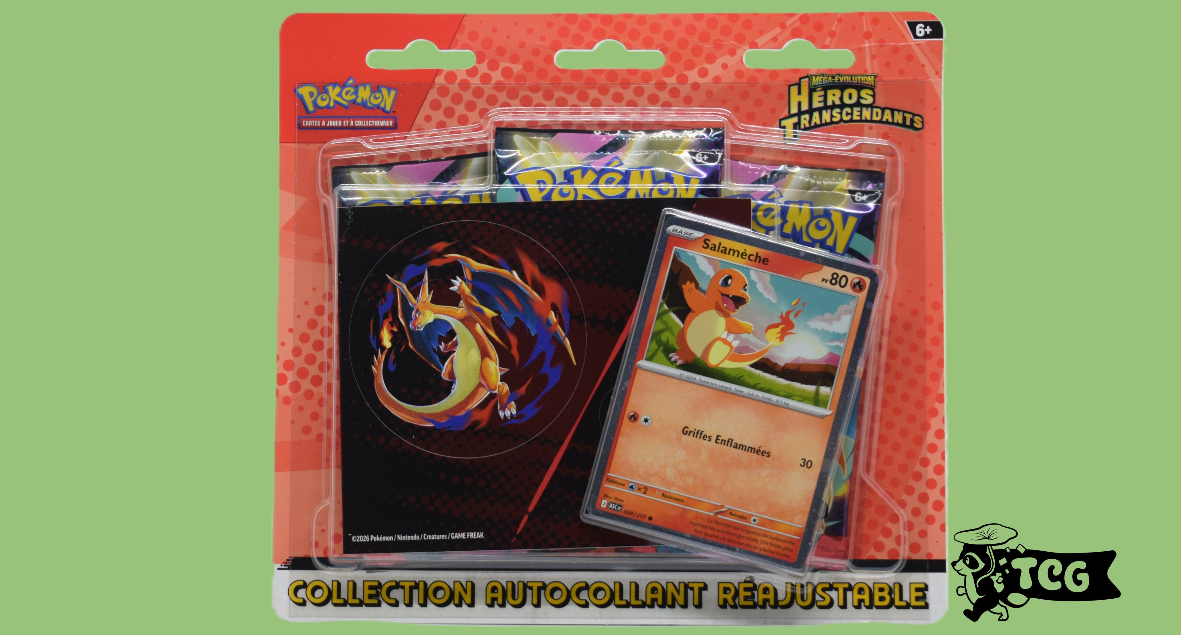 Tripack Héros Transcendants ME2.5 Carte promo Salamèche & Sticker FR